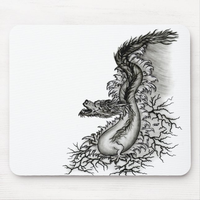 Tapis De Souris China Dragon, Black and white Design in Tattoostyl (Devant)