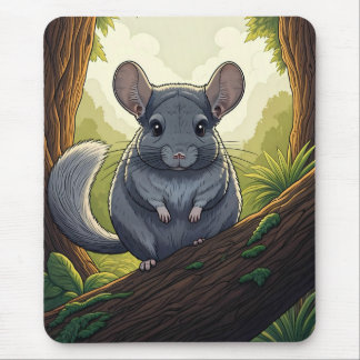 Tapis De Souris Chinchilla dans la forêt
