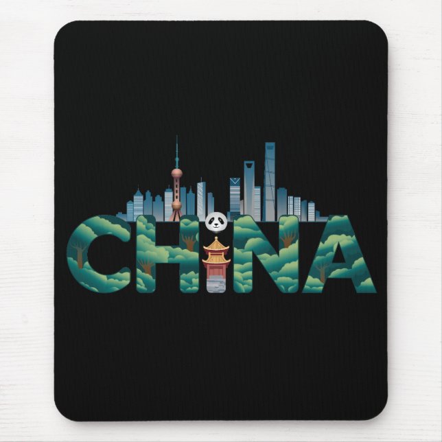 Tapis De Souris Chine Shanghai Temple Panda (Devant)