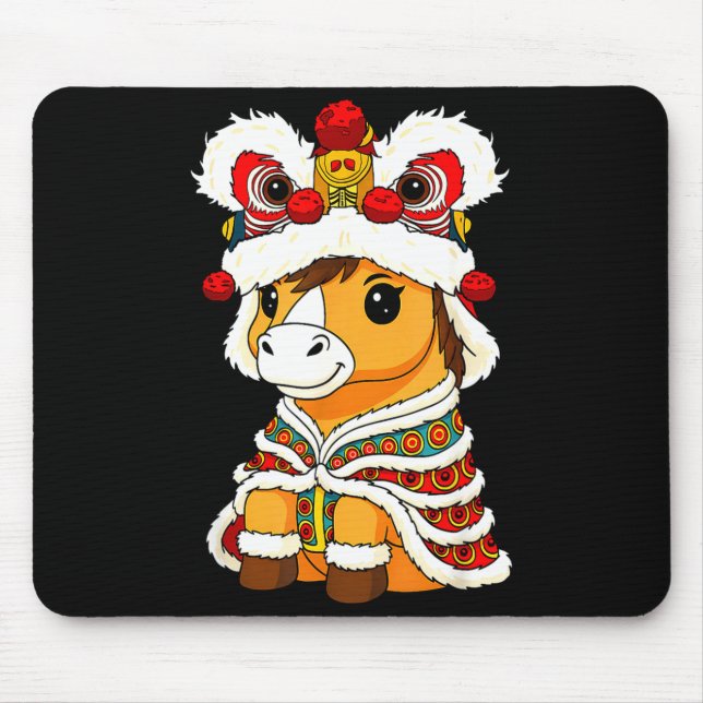 Tapis De Souris Chinese Lunar New Year Lion Dance Cute Horse China (Devant)