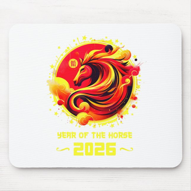 Tapis De Souris Chinese New Year 2026 Horse Happy Chinese New Year (Devant)