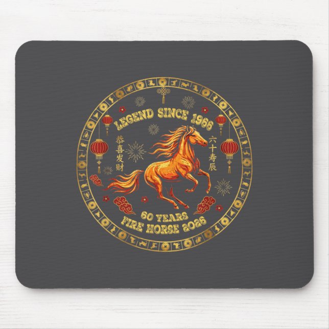 Tapis De Souris Chinese Zodiac Fire Horse 2026 -legend Since 1966  (Devant)