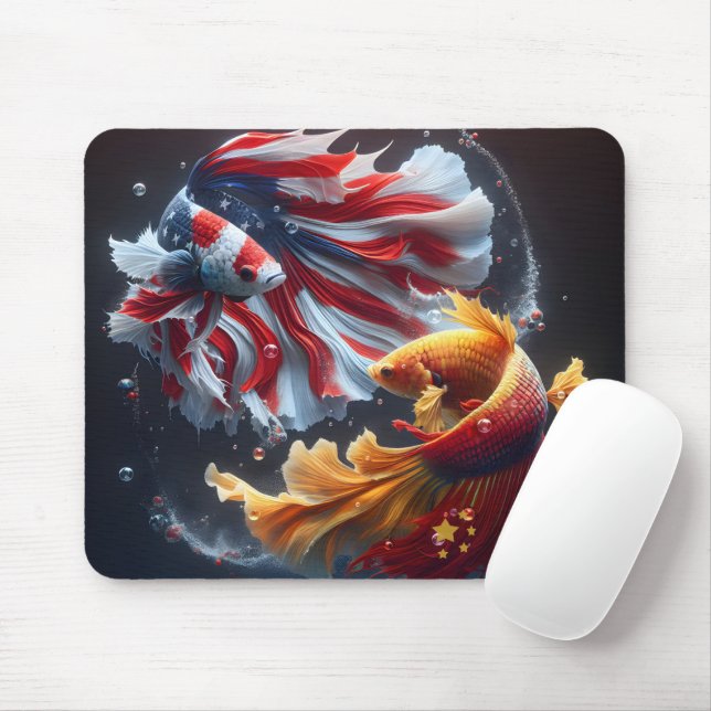 Tapis De Souris Chinois contre Américain Betta Fish (Avec souris)