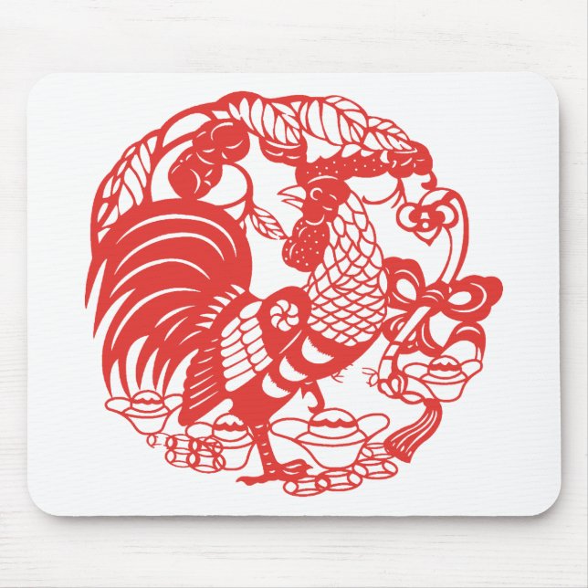 Tapis De Souris Chinois Papier-Coq Année Zodiac Anniversaire MP (Devant)