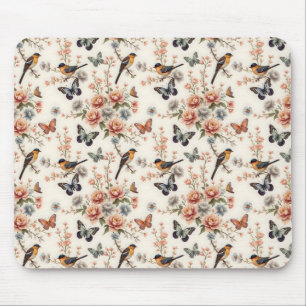 Tapis De Souris Chinoiserie Harmonie des oiseaux et des papillons