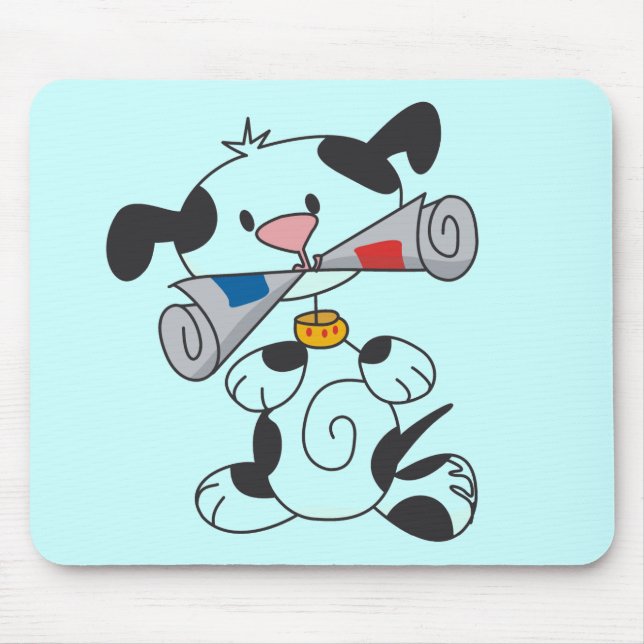 Tapis De Souris Chiot avec le T-shirts et les cadeaux de journal (Devant)