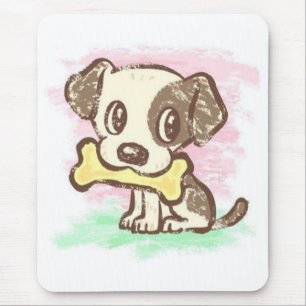 Tapis de souris Chiot avec os
