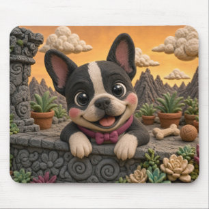 Tapis De Souris Chiot Boston Terrier mignon, bébé chien