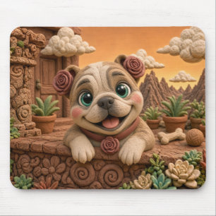 Tapis De Souris Chiot Bouledogue Anglais Mignon, Bébé Chien