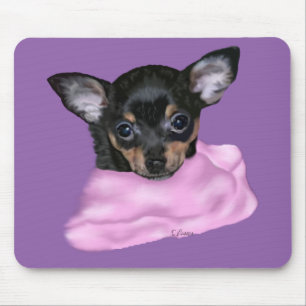 Tapis De Souris Chiot Chihuahua noir et feu
