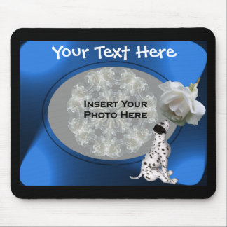 Tapis De Souris Chiot dalmate Et Rose Blanche Photo