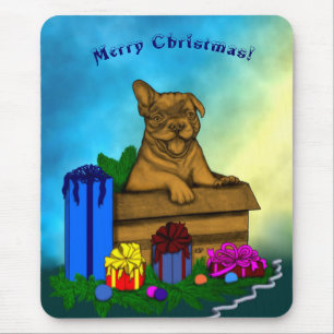 Tapis De Souris Chiot dans une boîte, Joyeux Noël