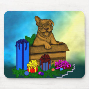 Tapis De Souris Chiot dans une boîte, Joyeux Noël