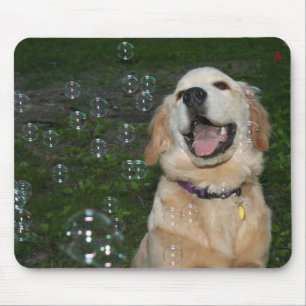 Tapis De Souris Chiot de golden retriever avec des bulles