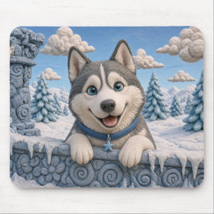Tapis De Souris Chiot de Husky sibérien mignon, bébé chien