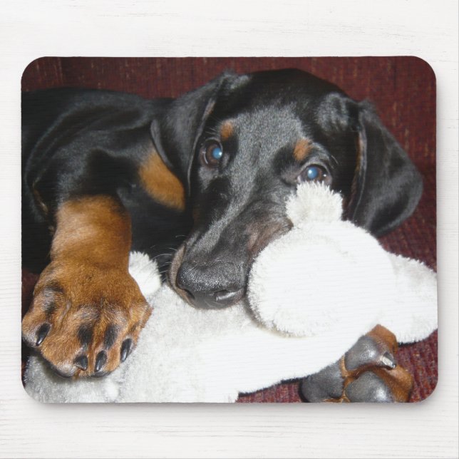 Tapis de souris chiot Doberman Pinscher mignon (Devant)