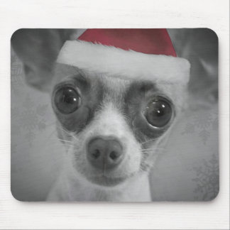 Tapis De Souris Chiot drôle de chiwawa de Noël avec le casquette