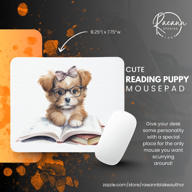 Tapis de souris Chiot en lecture (Créateur téléchargé)