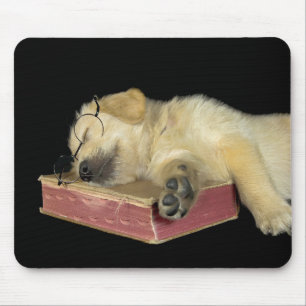 Tapis De Souris Chiot Golden Retriever sur livre