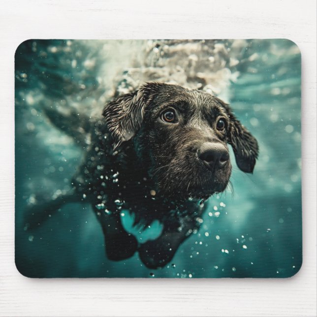 Tapis De Souris Chiot Labrador Nageant Sous l'Eau Design (Devant)