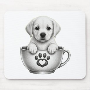 Tapis De Souris Chiot Labrador Retriever en Tasse à Thé