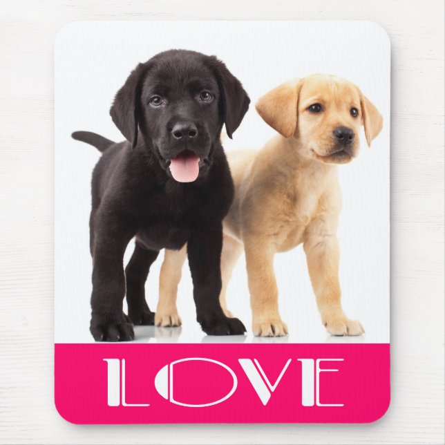 Tapis de souris chiot Labrador Retriever jaune et  (Devant)