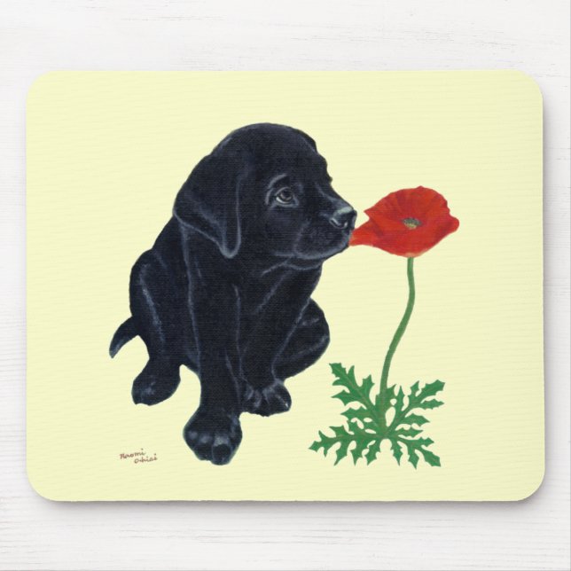 Tapis De Souris Chiot noir de Labrador (Devant)
