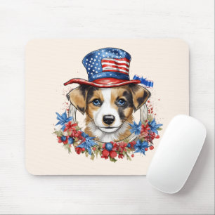 Tapis De Souris Chiot patriotique 4 juillet fête de l'indépendance