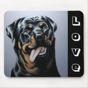 Tapis De Souris Chiot Rottweiler Noir & Blanc Amour