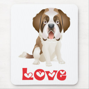 Tapis de souris Chiot Saint Bernard d'amour