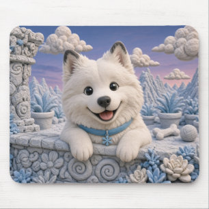 Tapis De Souris Chiot Samoyède Mignon, Bébé Chien