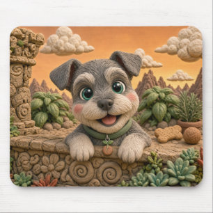 Tapis De Souris Chiot Schnauzer Nain Mignon, Bébé Chien