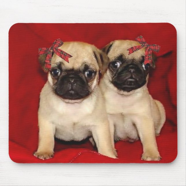 Tapis De Souris Chiots de carlin de Noël (Devant)