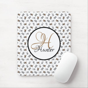 Tapis De Souris Chiots de foot personnalisés avec monogramme