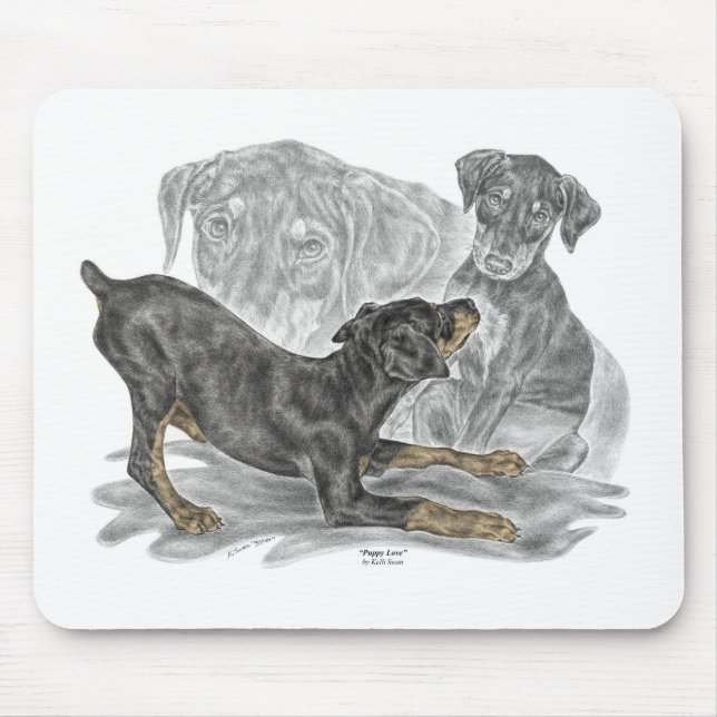 Tapis De Souris Chiots Doberman Pinscher (Devant)