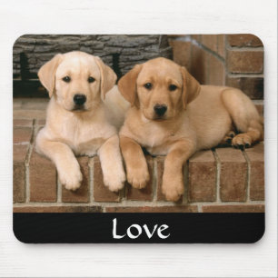 Tapis de souris chiots Labrador Retrievers Amour