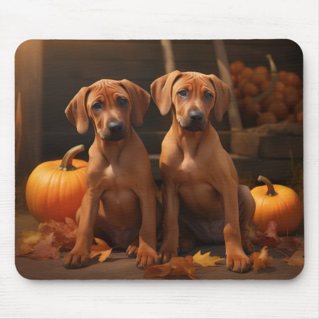 Tapis De Souris Chiots Rhodesian Ridgeback Automne Délice Citrouil (Devant)