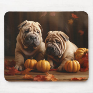 Tapis De Souris Chiots Shar Pei Délice d'Automne Citrouille