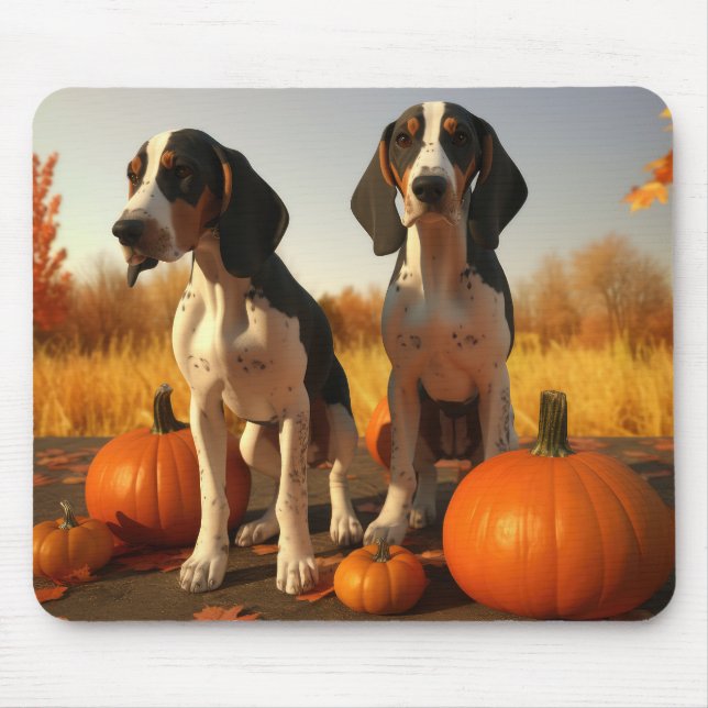 Tapis De Souris Chiots Treeing Walker Coonhound à l'automne avec c (Devant)