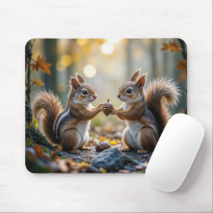 Tapis De Souris Chipmunk et écureuil et partage d'un maïs