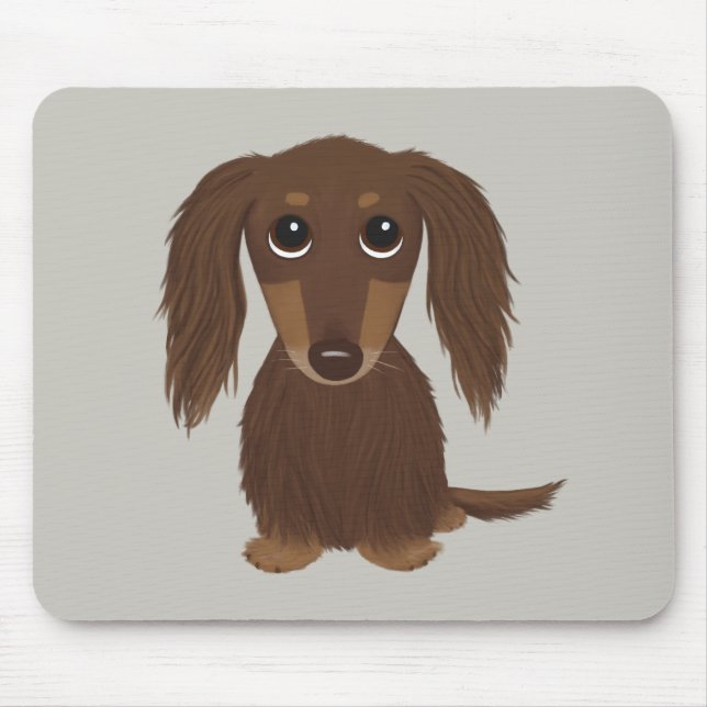Tapis De Souris Chocolat à poil long Brown Dachshund (Devant)