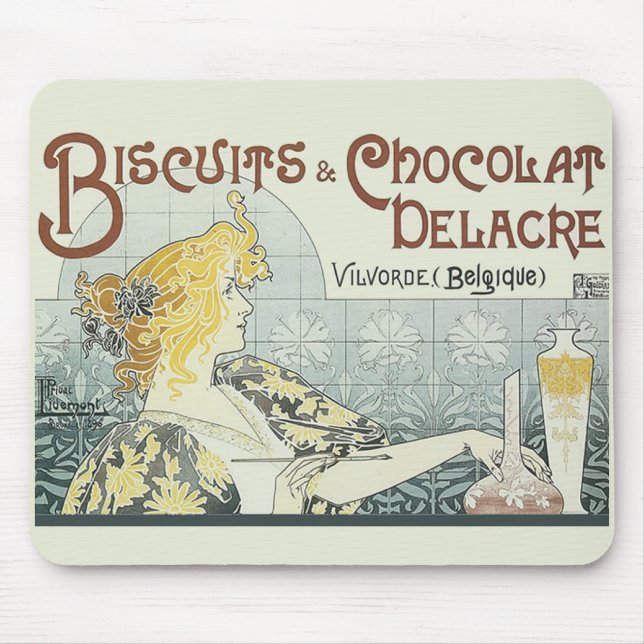 Tapis De Souris Chocolat Art Nouveau Femme (Devant)