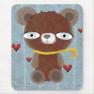 Tapis De Souris Chocolat de l'ours en peluche Coeurs vintages aqua