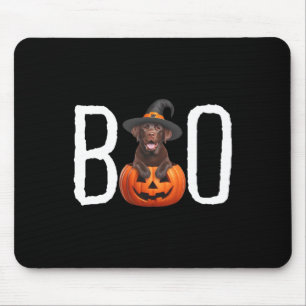 Tapis De Souris Chocolat Lab Chiot Citrouille Boo Witch Casquette