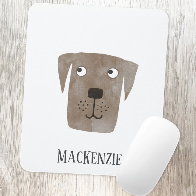 Tapis De Souris Chocolat Labrador Retriever Chien Personnalisé (Fun Chocolate Labrador Retriever dog personalized name art mousemat)