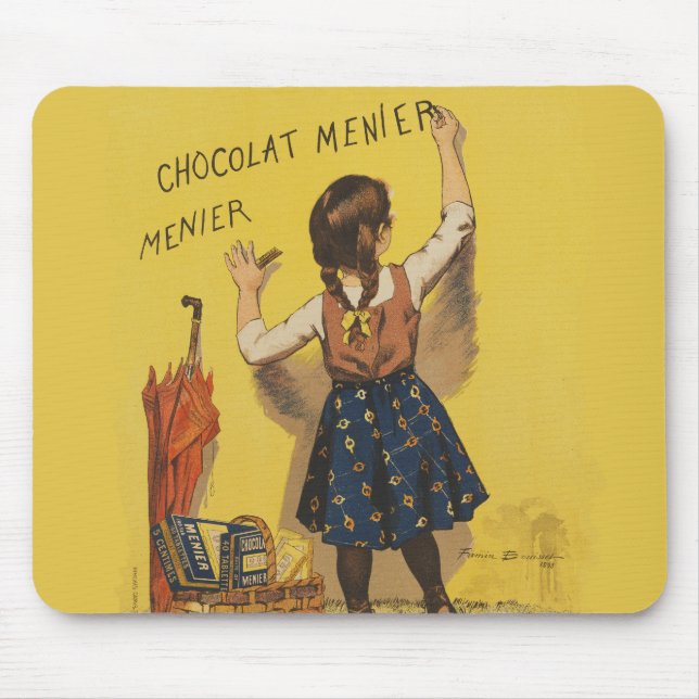 Tapis De Souris Chocolat Menier Petite fille Mur écriture (Devant)