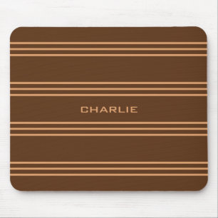 Tapis De Souris Chocolat Stripes monogramme personnalisé mousepac