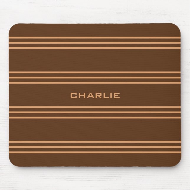 Tapis De Souris Chocolat Stripes monogramme personnalisé mousepac (Devant)