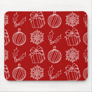 Tapis De Souris Choses de Noël - Flocon de neige, houx, cadeau et 