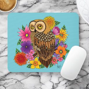 Tapis De Souris Chouette à fleurs